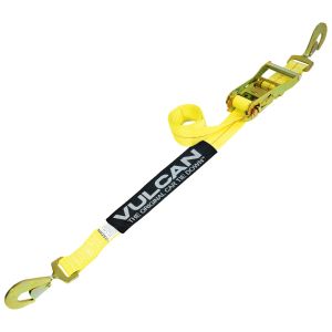 Scratch And Dent VULCAN Car Tie Down with Twisted Snap Hooks - 2 Inch x 96 Inch - 2 Pack - Classic Yellow - 3,300 Pound Safe Working Load