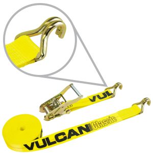 VULCAN Ratchet Strap with Wire Hooks - 2 Inch - 3,300 Pound Safe Working Load