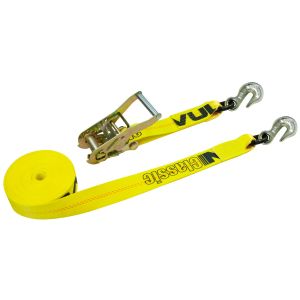 VULCAN Ratchet Strap with Chain Grab Hooks - 2 Inch x 27 Foot - 3,300 Pound Safe Working Load