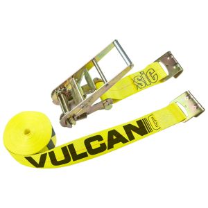 VULCAN Ratchet Strap with Flat Hooks - 3 Inch x 20 Foot - Classic Yellow - 5,000 Pound Safe Working Load