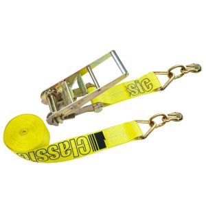 VULCAN Ratchet Strap with Grab Hooks - 3 Inch x 27 Foot - Classic Yellow - 5,000 Pound Safe Working Load