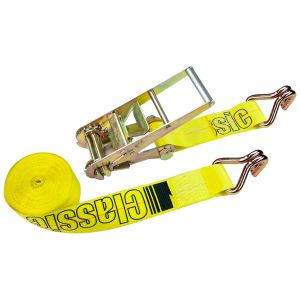 VULCAN Ratchet Strap with Wire Hooks - 3 Inch x 30 Foot - 2 Pack - Classic Yellow - 5,000 Pound Safe Working Load