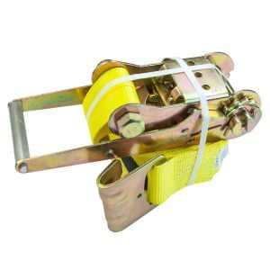 VULCAN Ratchet Strap with Flat Hooks - 3 Inch x 30 Foot - 2 Pack - Classic Yellow - 5,000 Pound Safe Working Load