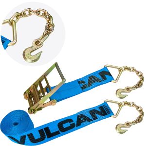 VULCAN Ratchet Strap with Chain Anchors - 4 Inch x 30 Foot - 2 Pack - 6,600 Pound Safe Working Load