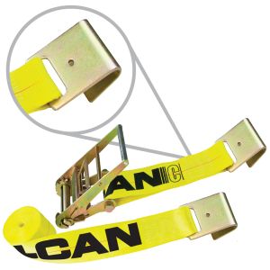 VULCAN Ratchet Strap with Flat Hooks - 4 Inch x 30 Foot, 2 Pack - Classic Yellow - 5,400 Pound Safe Working Load