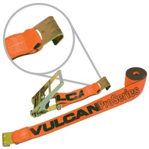 VULCAN Ratchet Strap with Flat Hooks - 4 Inch x 30 Foot - PROSeries - 5,400 Pound Safe Working Load