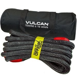 VULCAN Off-Road Recovery Rope - 7/8 Inch x 30 Foot - Red Eyes - 28,600 Pound Breaking Strength - Includes Vented Storage Bag