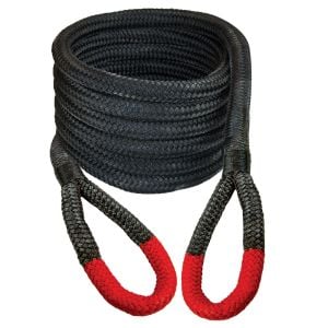VULCAN Off-Road Double Braided Recovery Rope Kit with 7/8 Inch x 30 Foot Rope - Two Shackles and Vented Storage Bag - 28,600 Lbs. Breaking Strength - Red - Black