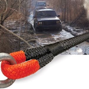 VULCAN Off-Road Double Braided Recovery Rope Kit with 1-1/4 Inch x 30 Foot Rope, Two Shackles and Vented Storage Bag - 52,300 Pound Breaking Strength - Orange, Black