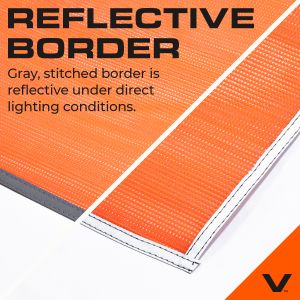 VULCAN Safety Flags With Border - Bright Orange - PVC - Dowel - 18 Inch x 18 Inch - 4 Pack