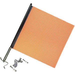 VULCAN Heavy Duty Spring Warning Flag Kit with Universal Mounting Bracket - Mesh Construction - 18 Inch