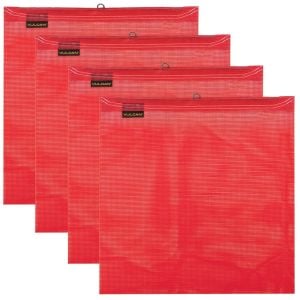 VULCAN Safety Flag with Wire Loop - Bright Red - Vinyl Coated Polyester Construction - 18 Inch x 18 Inch, 4 Pack