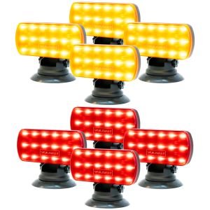 VULCAN High Intensity Magnetic LED Flashers - Run On Four Standard AA Batteries - Include Adjustable Magnetic Base - 4 Packs