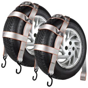 VULCAN Wheel Dolly Tire Strap with S Hooks - Basket Style - 78 Inch, 2 Pack - Silver Series - 1,665 Pound Safe Working Load