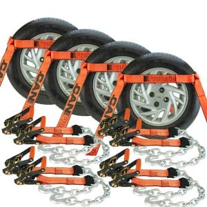 VULCAN Car Tie Down with Chain Anchors - Side Rail - 4 Pack - PROSeries - 3,300 Pound Safe Working Load