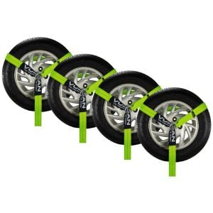 VULCAN Wheel Dolly Tire Harness with Universal O-Ring - 2 Inch x 96 Inch, 4 Pack - High-Viz - 3,300 Pound Safe Working Load - Straps Only, Ratchets Sold Separately