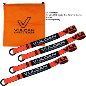 VULCAN Exotic Car Rim Tie Down Set - 2 Inch x 144 Inch, 4 Straps - PROSeries - 3,300 Pound Safe Working Load