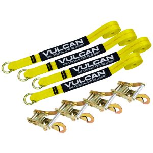 VULCAN Classic Yellow Exotic Car Tie-Down Set (2'' x 12') Safe Working Load - 3300 lbs.