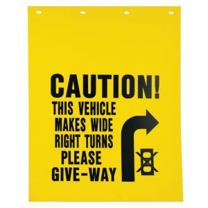 Caution Wide Right Turns Mud Flaps - Sets of 2