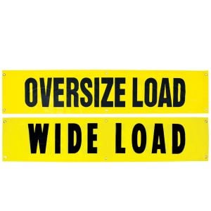 VULCAN Wide Load/Oversize Load Banner with Heavy Duty Brass Banner Grommets - Reversible - 18 Inch x 84 Inch - 2 Pack