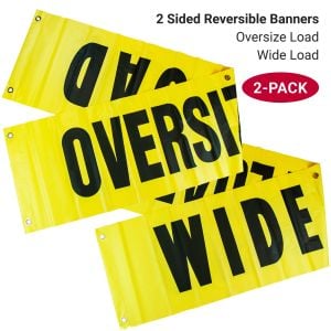 VULCAN Wide Load/Oversize Load Banner with Heavy Duty Brass Banner Grommets - Reversible - 18 Inch x 84 Inch - 2 Pack