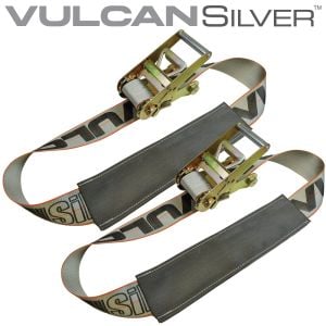 VULCAN Under Lift Ratcheting Vehicle Tie Down Straps - 2 Pack - Silver Series - 5,000 Pound Safe Working Load