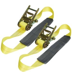 VULCAN Under Lift Ratcheting Vehicle Tie Down Straps - 2 Pack - Classic Yellow - 5,000 Pound Safe Working Load