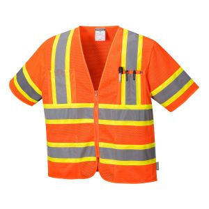Class 3 Augusta Sleeved High Visibility Vest - Orange - L