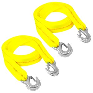 VULCAN Tow Strap with Snap Hooks - 2 Inch x 15 Foot, 2 Pack - 3,000 Pound Safe Working Load