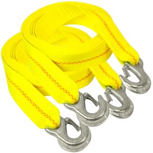 VULCAN Tow Strap with Snap Hooks - 2 Inch x 15 Foot, 2 Pack - 3,000 Pound Safe Working Load