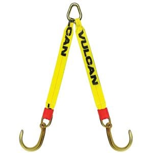 VULCAN Web Bridle with Forged 8 Inch J Hooks - 47 Inch - Classic Yellow - 4,700 Pound Safe Working Load