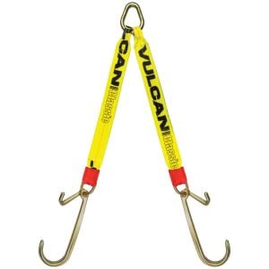 VULCAN Web Bridle with Forged 15 Inch J Hooks and Forged 4 Inch J Hooks - Classic Yellow - 4,700 Pound Safe Working Load
