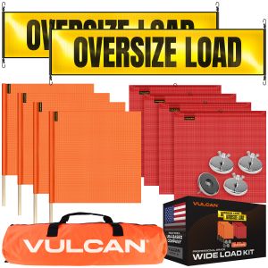 VULCAN Flags, Banners, and Magnets Kit - Includes 2 Reflective Stretch Cord Oversize Load Banners, 4 Red Flags, 4 Orange Flags, and 4 Magnets