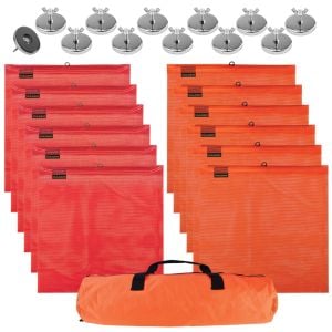 VULCAN Complete Heavy Duty Flags and Magnets Kit - Includes 12 Magnets, 6 Orange Flags, 6 Red Flags, and a High-Viz Vented Storage Bag