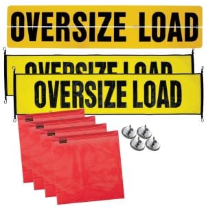 VULCAN Flags, Oversize Load Signs, and Magnets Kit - Includes 1 Aluminum Oversize Load Sign, 2 Nylon Oversize Load Signs, 4 Red Flags, and 4 Magnets