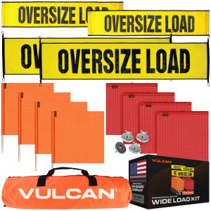 VULCAN Flags, Banners, and Magnets Kit - Includes 2 Stretch Cord Oversize Load Signs, 2 Grommet Oversize Load Signs, 8 Magnets, 4 Red Flags, and 4 Orange Flags