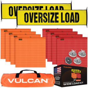 VULCAN Oversize Load Banners, Multi-Color Flags and Magnets Kit - Includes 2 Stretch Cord Oversize Load Banners, 4 Magnets, 4 Red Flags, 4 Orange Flags, and A High-Viz Vented Storage Bag