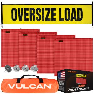 VULCAN Banner, Flags and Magnets Kit - Includes 1 Basic Stretch Cord Oversize Load Banner, 4 Magnets, 4 Red Flags, and A High-Viz Vented Storage Bag