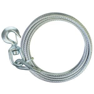 VULCAN Winch Cable with Swivel Hook - Steel Core - 3/8 Inch x 75 Foot - 14,000 Lbs. Minimum Breaking Strength