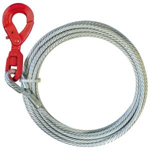 VULCAN Winch Cable - Self-Locking Swivel Hook - Galvanized Steel Core - 3/8 Inch x 75 Foot - 14,000 Lbs. Minimum Breaking Strength