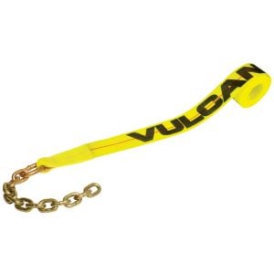 VULCAN Winch Strap with Chain Tail - 2 Inch - Classic Yellow - 3,300 Pound Safe Working Load