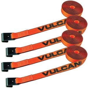 VULCAN Winch Strap with Flat Hook - 2 Inch x 27 Foot - 4 Pack - PROSeries - 3,300 Pound Safe Working Load