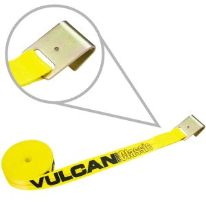 VULCAN Winch Strap with Flat Hook - 2 Inch x 27 Foot - 4 Pack - Classic Yellow - 3,300 Pound Safe Working Load