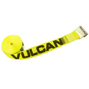 VULCAN Winch Strap with Flat Hook - 3 Inch x 30 Foot - Classic Yellow - 2 Pack - 5,000 Pound Safe Working Load