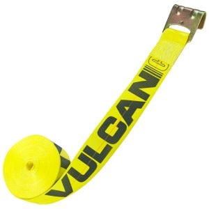 VULCAN Winch Strap with Flat Hook - 3 Inch x 30 Foot - Classic Yellow - 5,000 Pound Safe Working Load