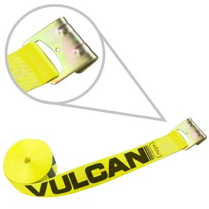 VULCAN Winch Strap with Flat Hook - 3 Inch x 27 Foot - 10 Pack - Classic Yellow - 5,000 Pound Safe Working Load