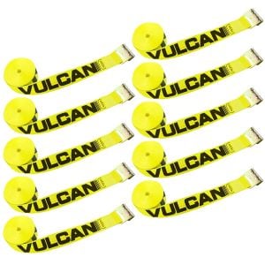 VULCAN Winch Strap with Flat Hook - 3 Inch x 30 Foot - 10 Pack - Classic Yellow - 5,000 Pound Safe Working Load