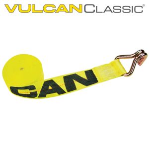 VULCAN Winch Strap with Wire Hook - 3 Inch x 27 Foot - Classic Yellow - 5,000 Pound Safe Working Load