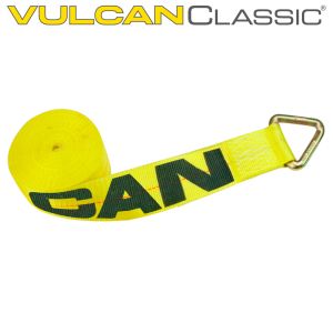 VULCAN Winch Strap with D Ring - 4 Inch x 27 Foot - Classic Yellow - 5,400 Pound Safe Working Load