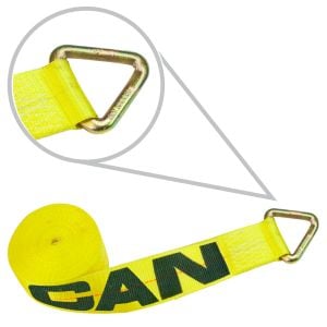 VULCAN Winch Strap with D Ring - 4 Inch x 27 Foot - Classic Yellow - 5,400 Pound Safe Working Load